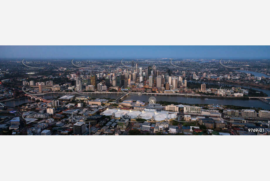 Aerial Photo of Brisbane & Southbank at Last Light QLD Aerial Photography