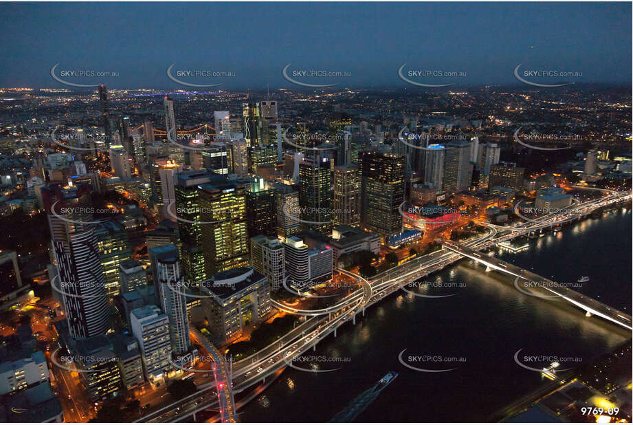 Aerial Photo of Brisbane City at Last Light QLD Aerial Photography