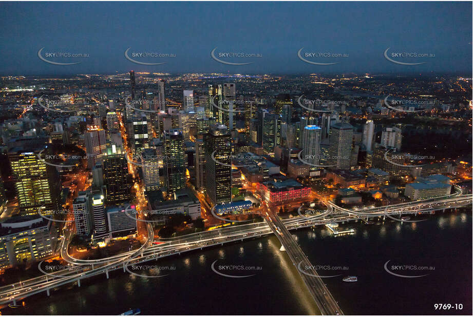 Aerial Photo of Brisbane City at Last Light QLD Aerial Photography