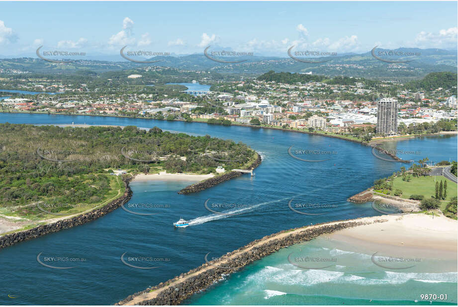 Aerial Photo Tweed River with boat NSW Aerial Photography